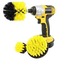 Aoukey Bathroom Surfaces Tub, Shower, Tile and Grout All Purpose Power Scrubber Cleaning Kit Drill Brush Attachment Set for Floor, Kitchen, Automotive 3Pcs Brush Tub Cleaner Combo Tool Kit (Yellow)