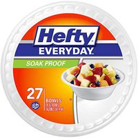 Hefty Everyday Foam Bowls, White, 27 Count