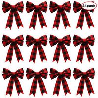 WILLBOND Buffalo Plaid Bows Christmas Bows Holiday Decorative Bows for Christmas Party Supplies, 5 x 7 Inch (Color Set 2, 24)