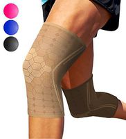 Sparthos Knee Compression Sleeves by (Pair) – Support for Sports, Running, Joint, Knee Pain Relief – Knee Brace for Men and Women – Knee Sprains Strains Arthritis Ligament Injury Recovery (Beige-M)