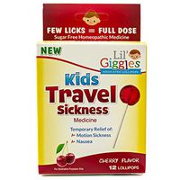 Lil' Giggles Kid's Medicated Travel Sickness Lollipops – for Children Motion Sickness, Car Sickness and Travel Nausea. Homeopathic Remedy. The Medicine Kid’s Will Love to take. 12 CT