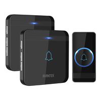 Wireless Doorbell, AVANTEK D-3B Waterproof Door Chime Kit Operating at over 1300 Feet with 2 Plug-In Receivers, 52 Melodies, CD Quality Sound and LED Flash