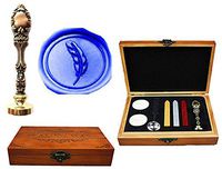 MNYR Fancy Feather Luxury Wood Box Gold Metal Peacock Wedding Invitations Gift Cards Paper Stationary Envelope Seals Custom Logo Wax Seal Sealing Stamp Wax Sticks Melting Spoon Wood Gift Box Kit