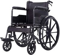 Lightweight Aluminium Folding Transit Travel Wheelchair with Handbrakes - Weighs Only 16kg (Color : Black)