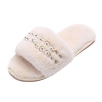 Veodhekai Women Slippers Flats Shoes Slippers Soft Shoes Flip Flop Pearl House Outdoor Sandals Home Comfortable Beige