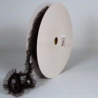 1" Elastic Organza Ruffled Ribbon, 10 Yard Roll (Black)