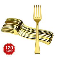 Majestic Settings Mini Collection Disposable Plastic Mini Forks, Plastic Tasting Forks, 4 inch Forks, Great for Desserts, Sampling, or Appetizers… (Gold 120 pk)