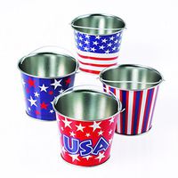 Marvel Trading Company, Inc. Assorted Mini Patriotic Pail 2.75" T Gift Buckets, Red White Blue, 12 Pack