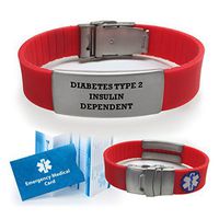 Diabetes Type 2 Insulin Dependent Medical Alert ID Bracelet for Men and Women