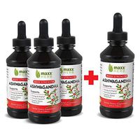Maxx Herb Ashwagandha Liquid Extract (4 Oz Bottle with Dropper) Maximum Strength for Adrenal Support, Anxiety Relief and Cortisol Support, Alcohol-Free, 60 Servings (Buy 3 Get 1 Free)