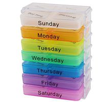uxcell One Week 28 Slots Pill Box Holder Medicine Storage Organizer Container Case Colorful