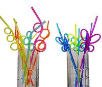 12 Silly Crazy Loop Straws + 6 Butterfly Straws - Assorted Colors, Great Fun for Kids Summer Party