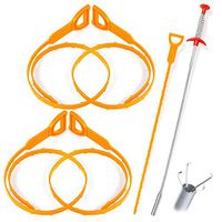 Kalevel 6pcs Drain Snake Clog Remover Hair Catcher Clog Remover Snake Tool Stainless Steel Sink Drain Cleaning Tool Hair Dredge (Orange)