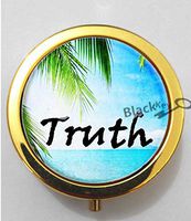 BlackKey Truth Beautiful Inspirational Word 3-Compartment Decorative Pocket Gift Box Case Organizer for Pill, Color 2 -1637