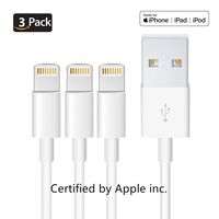 3Pack Apple Charger Cable [Apple MFi Certified] Lightning to USB Cable Original Certified Compatible iPhone X/8/7/6s/6/plus/5s/5c/SE,iPad Pro/Air/Mini,iPod Touch(1M/3.3FT)