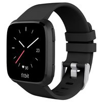 UMTELE Fitbit Versa Bands, Silicone Replacement Sport Strap with Metal Buckle for Fitbit Versa (Black, Small)