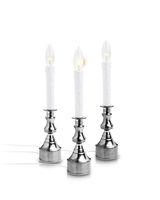New Ideal Lights Dimmable Window Candle Electric with Multi Timer IR Controller, Metal Base Christmas Window Candles UL Listed 3 Set Packing and 2 Extra Replacement Bulb (Silver Color)