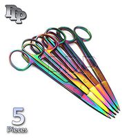 DDP SET OF 5 MULTI TITANIUM COLOR RAINBOW OPERATING SCISSOR SHARP/SHARP 5.5" STRAIGHT STAINLESS STEEL