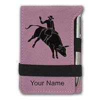Mini Notepad, Bull Rider Cowboy, Personalized Engraving Included (Pink)
