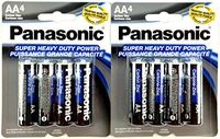 Panasonic 5741 8PC AA Batteries Super Heavy Duty Power Carbon Zinc Double A Battery 1.5V, Black (Pack of 8)