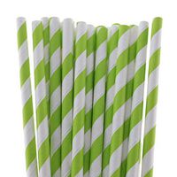 Anyneo Paper Drinking Straws 100Pack Striped Light Green for Birthday Wedding Event Party