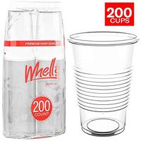 200 Pack Disposable Plastic Cups - 9 Oz. Drinking Party Cup for Home, Birthday, Wedding, Barbecue - BPA Free Single Use Clear Tumblers - Great for Juice, Soda, Beer, Water - by Whell’s