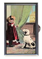 Victorian Sweet Little Girl with Dog Color Photo Decorative Pill Box