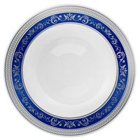 Posh Setting Royal Collection Combo Pack China Look White, Silver/Blue Plastic Soup Bowls (Includes 1 Pack of 7.5" Soup Bowls A total of 10 Bowls) Fancy Disposable Dinnerware