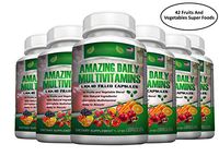 Food Based Daily Liquid Filled Multivitamin Supplement Capsules for Men Women Seniors with 42 Fruits Vegetables Blend, 21 Essential Vitamins Minerals. Easy to Swallow