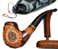 "Dragon IV" pear wood handmade wooden tobacco pipes smoking pipe for 9 mm filter + Pouch