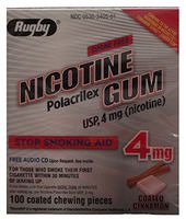Rugby Nicotine Polacrilex Gum USP, 4mg (Nicotine_ Stop Smoking Aid 4 mg 100 Coated Cinnamon Pieces