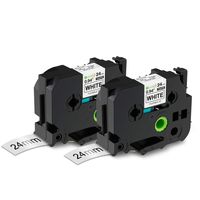 Buyalot Compatible Label Tape Replacement for Brother Ptouch TZe-FX251 Label Maker Tape Compatible with PTD600 PT2700 PT2710, 2-Pack White on Black, 24mm 0.94 Inch 26.2 feet