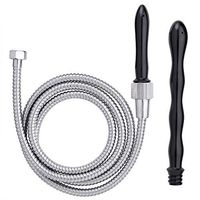Cloud 9 Novelties Deluxe Anal or Vaginal Enema Premium Shower Kit with 2 Tips and 6 Foot Stainless Steel Hose, Black/Silver