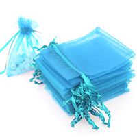 AKStore 100PCS 4x6" (10x15cm) Drawstring Organza Jewelry Favor Pouches Wedding Party Festival Gift Bags Candy Bags (Light Blue)