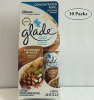 Glade Sense and Spray Concentrated Refill, Lasts For Weeks, Cashmere Woods, 0.43 Oz. Pack of 10 Refills.