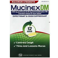 Mucinex DM Maximum Strength 12-Hour Expectorant and Cough Suppressant Tablets, 14 ct