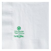 Hoffmaster 057300 Earth Wise Recycled Paper Beverage Napkin, Coin Embossed, 2-Ply, 1/4 Fold, 10" Length x 10" Width, White (12 Packs of 250)