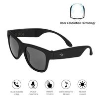 Bluetooth Audio Sunglasses Bone Conduction Headphones Sport Open Ear Music & Hands-Free Calling for iPhone Smart Phone (Black)