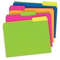 Pendaflex Twisted Glow File Folders, Letter Size, 3 Tab, Assorted Colors, Pack of 24
