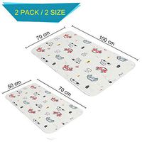 JALPC 2 Pack - Isolation Urine Pad Mat, 5-Layer Washable and Reusable Incontinence Bed Underpads Breathable Deluxe Gauze Cotton Waterproof Sheet Diaper Pad Colorful Cars Printed