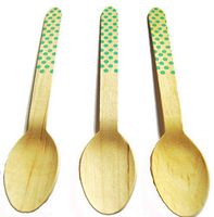 Perfect Stix Polka Dot Spoons 158 36-Mint Printed Wooden Spoons with Mint Polka Dot Pattern, 6" (Pack of 36)