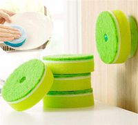 Cleaning Sponge 5 Pcs/lot Suction Cup 2 Sides Scouring Pad Round Type Bowl Dish Washing Sponge Cleaning Tool