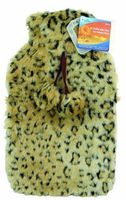 Leopard Animal Print Faux Fur Hot Water Bottle Cover & Natural Rubber Inner New