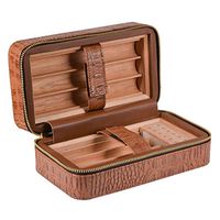 Lxc Cedar Wood 6 Sticks Brown PU Leather Crocodile Skin Cigar Humidor Wooden