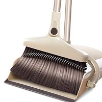 EsTong Rotatable Broom Dustpan Combo Sweep Set for Kitchen Garden Office Brown