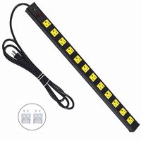 12 Outlets Heavy Duty Metal Socket Power Strip,Oviitech 6-Foot Long Extension Cord with Circuit Breaker. Mounting Brackets Included,Workshop/Industrial use, ETL Certified，Yellow