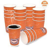 16 oz 455 ml Heat Insulated Biopolymer coated Paper Hot Coffee Cup eco-friendly biodegradable compostable 500 count of coffee cup