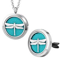 Garden Charms Dragonfly Aromatherapy Perfume Oil Scent Diffuser Locket 30mm 316L Stainless Steel with 5pcs Felt Pads Randomly (A B)