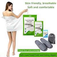 AIFMY Low Carbon Compressed Disposable Travel Goods Include Disposable Towels, Bath Towels, Toilet Seats, Folding Slippers Four Kinds Products for You a Clean and Convenient Travel (White/Grey)