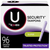 U By Kotex Security tampons, Super Absorbency, unscented, 96 Count (6 Packs of 16) (Packaging May Vary), 16 Count